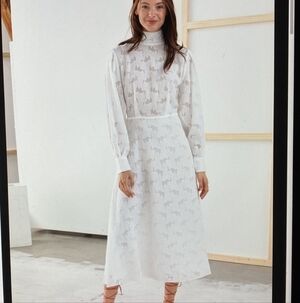 & Other Stories White Jacquard Dress 10